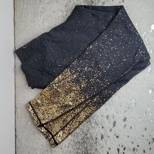 Curves n combat boots black and gold leggings Large